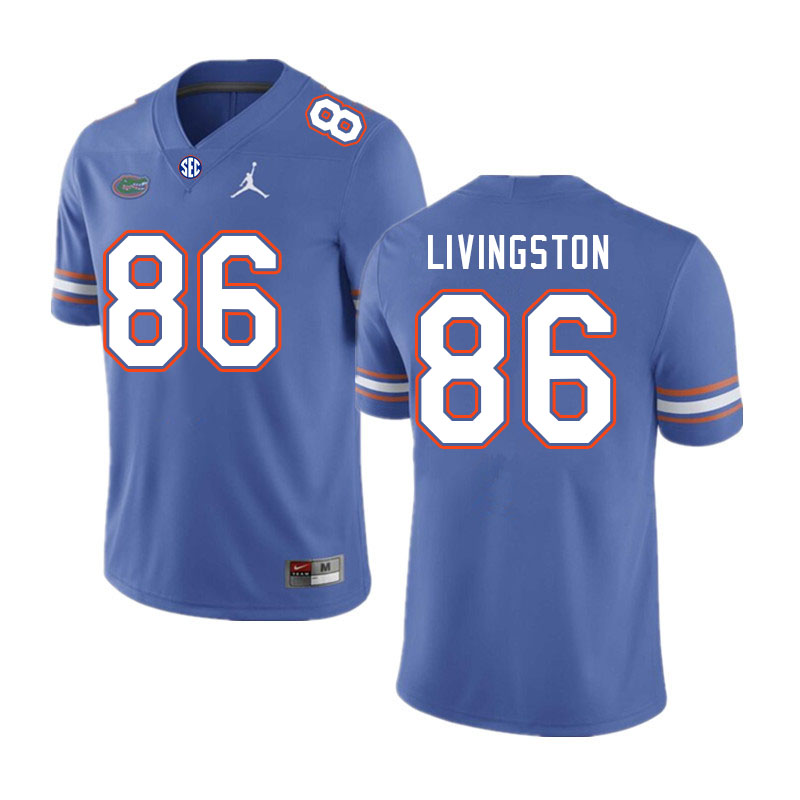 Men #86 Tony Livingston Florida Gators College Football Jerseys Stitched-Royal